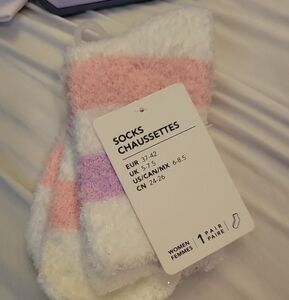 Cute Fuzzy Non-slip home socks Chaussettes Colorful Series MINISO Size US 6-8.5